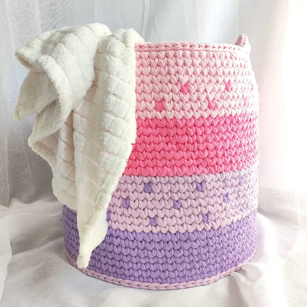 סל ענק בגווני ורוד וסגול